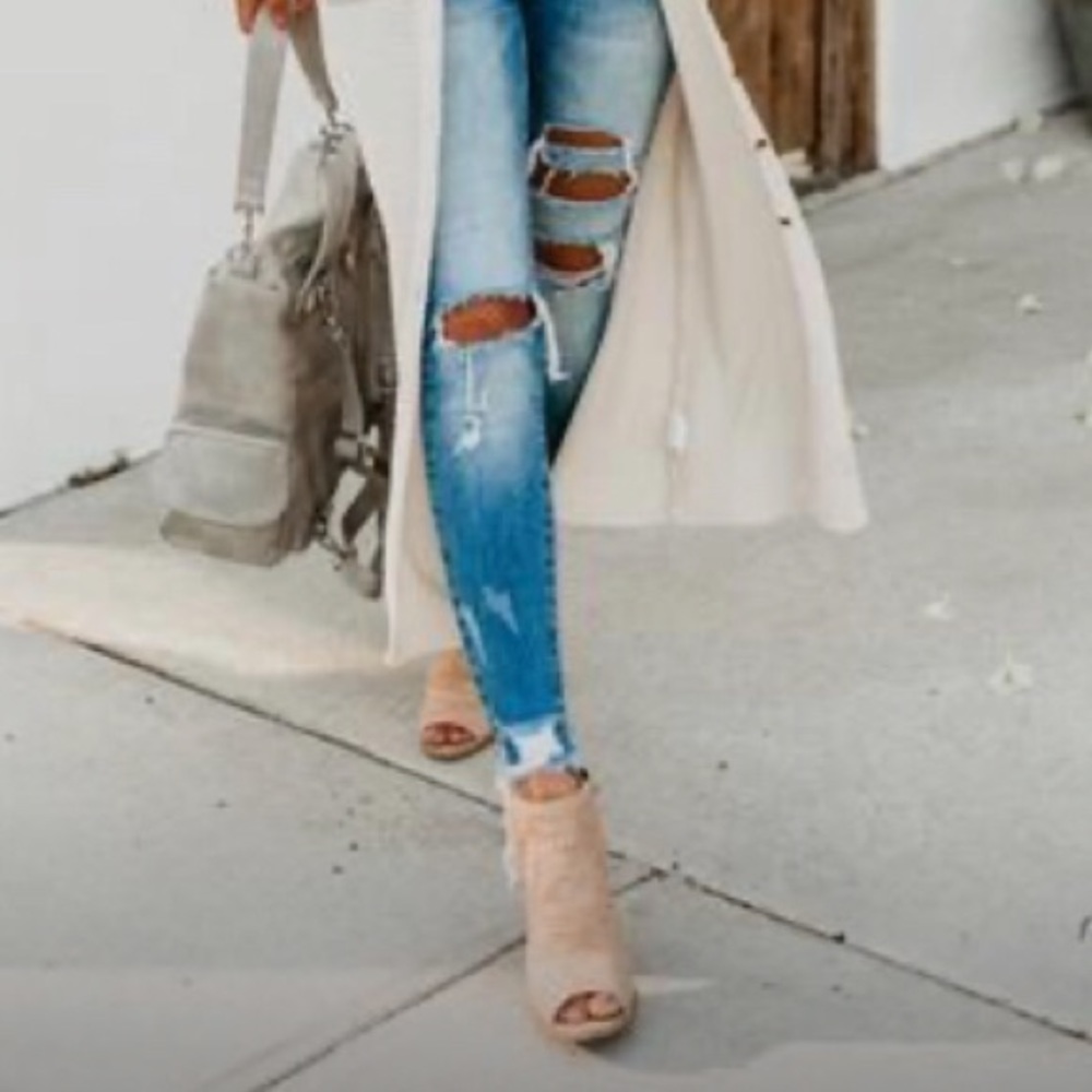APT. 9 Taupe Peep Toe High Heel Ankle Boots - Picture 10 of 10